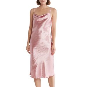 Bebe Women’s Hammered Satin Rose Pink Slipdress NWT Lingerie Look Sexy Dress